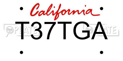 T37TGA California License Plate