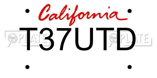 T37UTD California License Plate