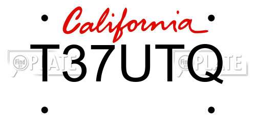 T37UTQ California License Plate