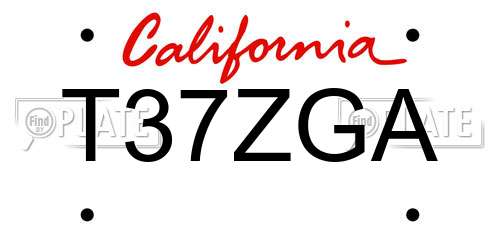 T37ZGA California License Plate