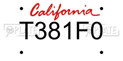 T381F0 California License Plate
