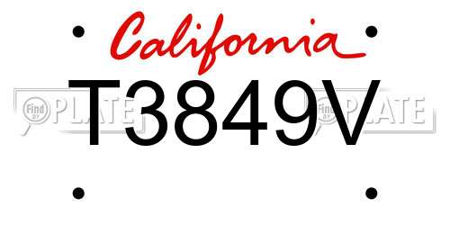 T3849V California License Plate