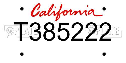 T385222 California License Plate