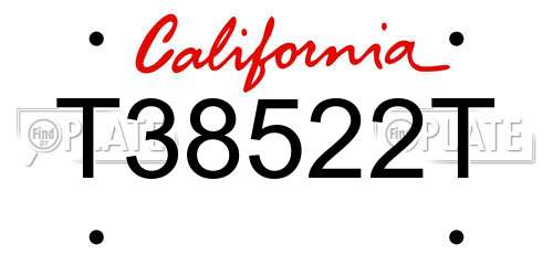 T38522T California License Plate
