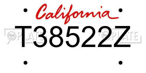 T38522Z California License Plate