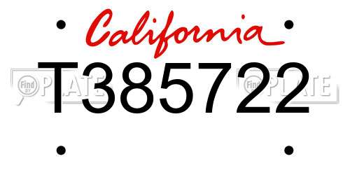 T385722 California License Plate