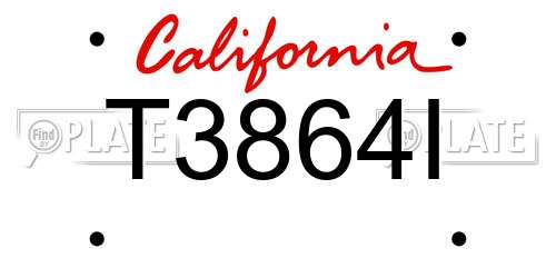 T3864I California License Plate