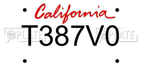 T387V0 California License Plate