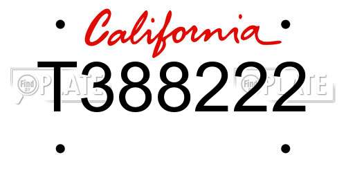 T388222 California License Plate