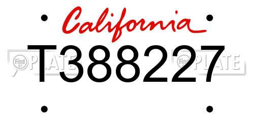 T388227 California License Plate