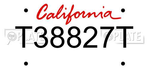 T38827T California License Plate