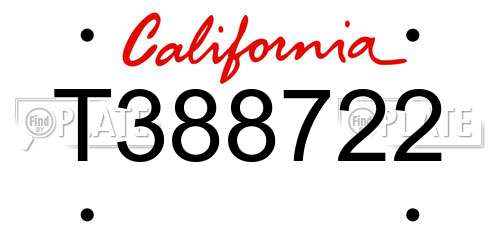 T388722 California License Plate