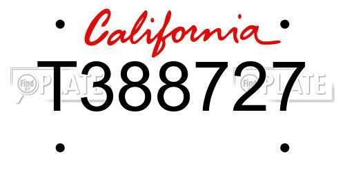 T388727 California License Plate
