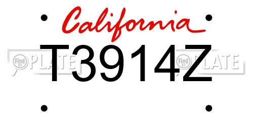 T3914Z California License Plate