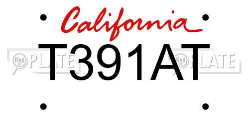 T391AT California License Plate