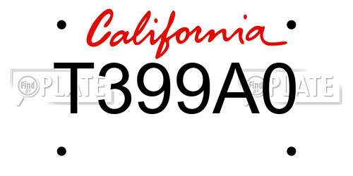 T399A0 California License Plate