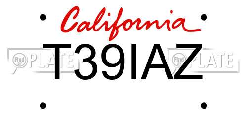 T39IAZ California License Plate