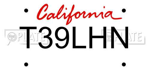 T39LHN California License Plate