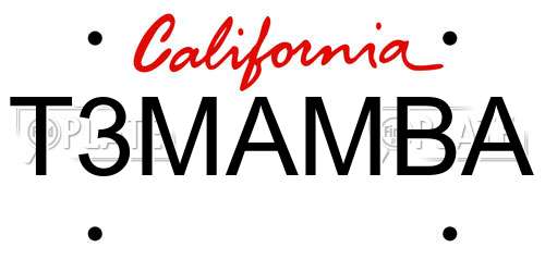 T3MAMBA California License Plate