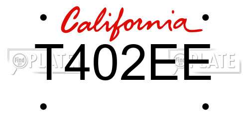 T402EE California License Plate