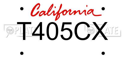 T405CX California License Plate
