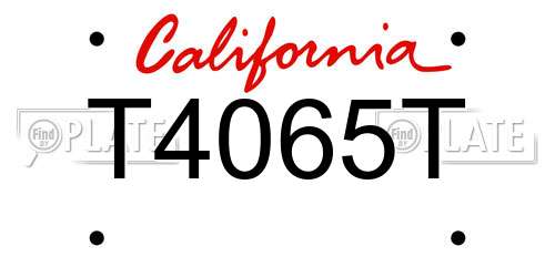 T4065T California License Plate