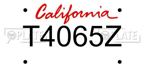 T4065Z California License Plate