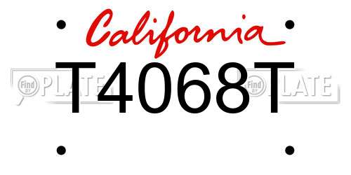 T4068T California License Plate
