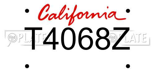 T4068Z California License Plate