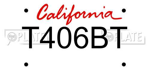 T406BT California License Plate