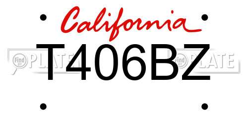T406BZ California License Plate