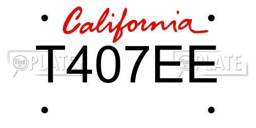 T407EE California License Plate