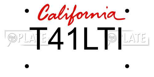 T41LTI California License Plate