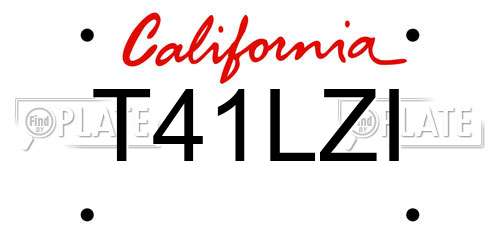 T41LZI California License Plate