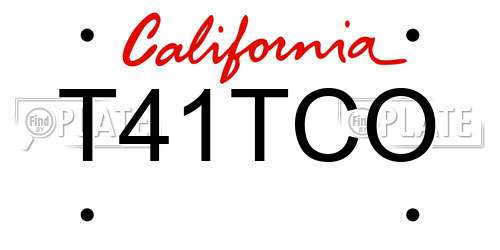 T41TCO California License Plate