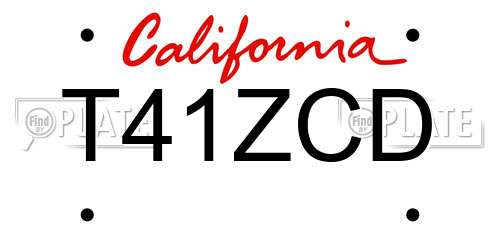 T41ZCD California License Plate