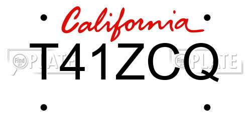 T41ZCQ California License Plate