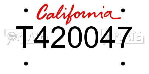 T420047 California License Plate