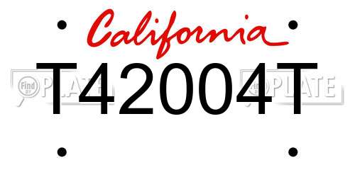 T42004T California License Plate