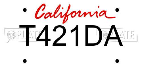 T421DA California License Plate