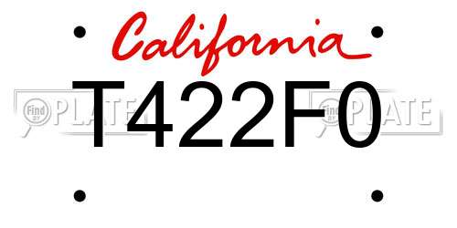 T422F0 California License Plate