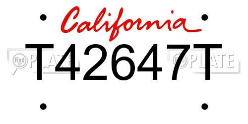 T42647T California License Plate