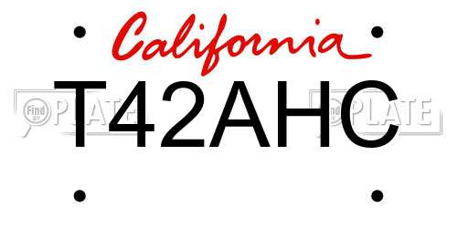 T42AHC California License Plate