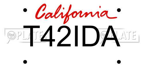 T42IDA California License Plate