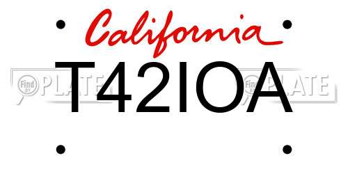 T42IOA California License Plate