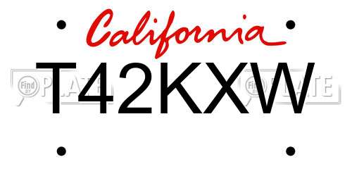 T42KXW California License Plate