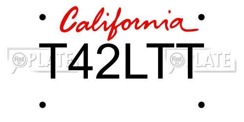 T42LTT California License Plate