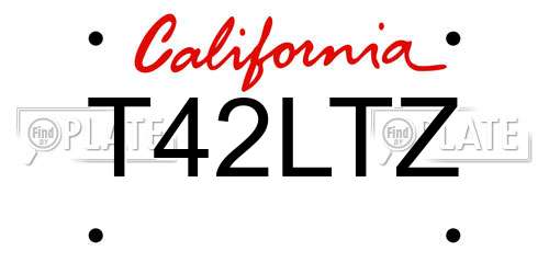 T42LTZ California License Plate