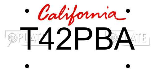T42PBA California License Plate