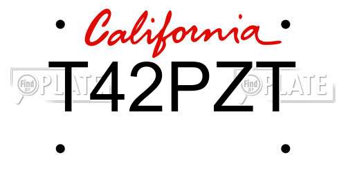 T42PZT California License Plate
